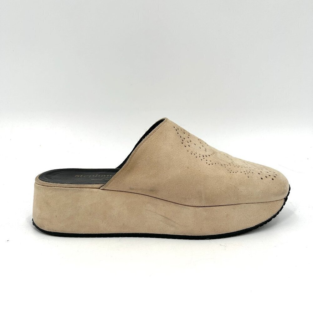 STEPHANE KELIAN Taupe Tan Leather Suede Platform Slip On Sneaker Shoes Size 6